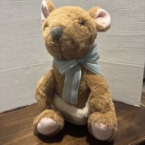 Walmart‎ Large Kangaroo Plush Blue Ribbon Mom Pouch Stuffed 14"
